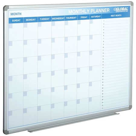 GLOBAL INDUSTRIAL 48W x 36H Magnetic Dry Erase Calendar Board 695524